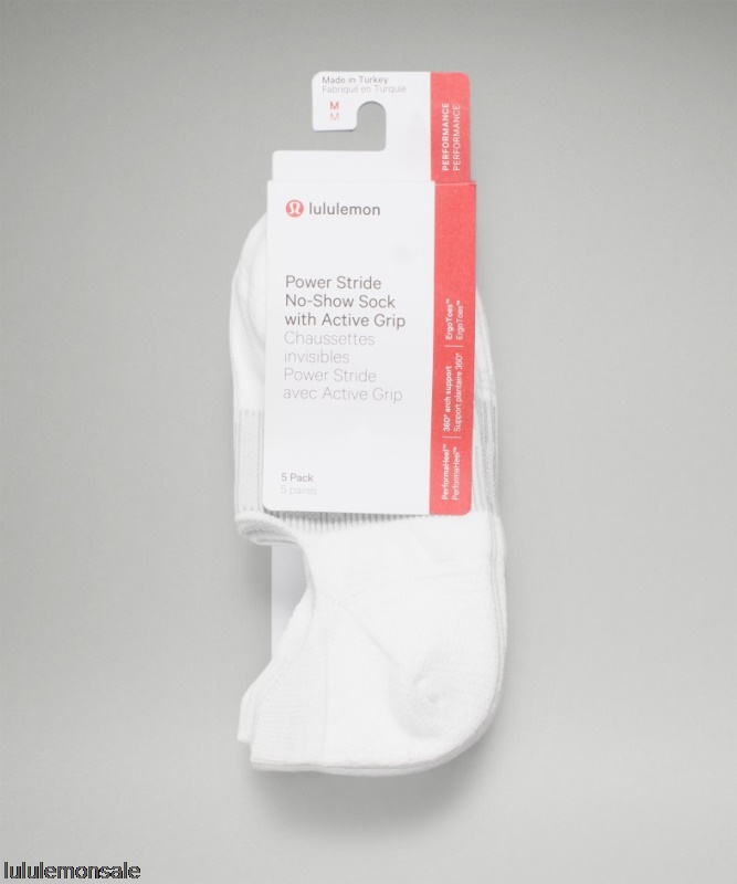 Lululemon Damen DELULU436 | Lululemon Deutschland White Power Stride No-show Socke Mit Active Grip 5er-pack Nur Online